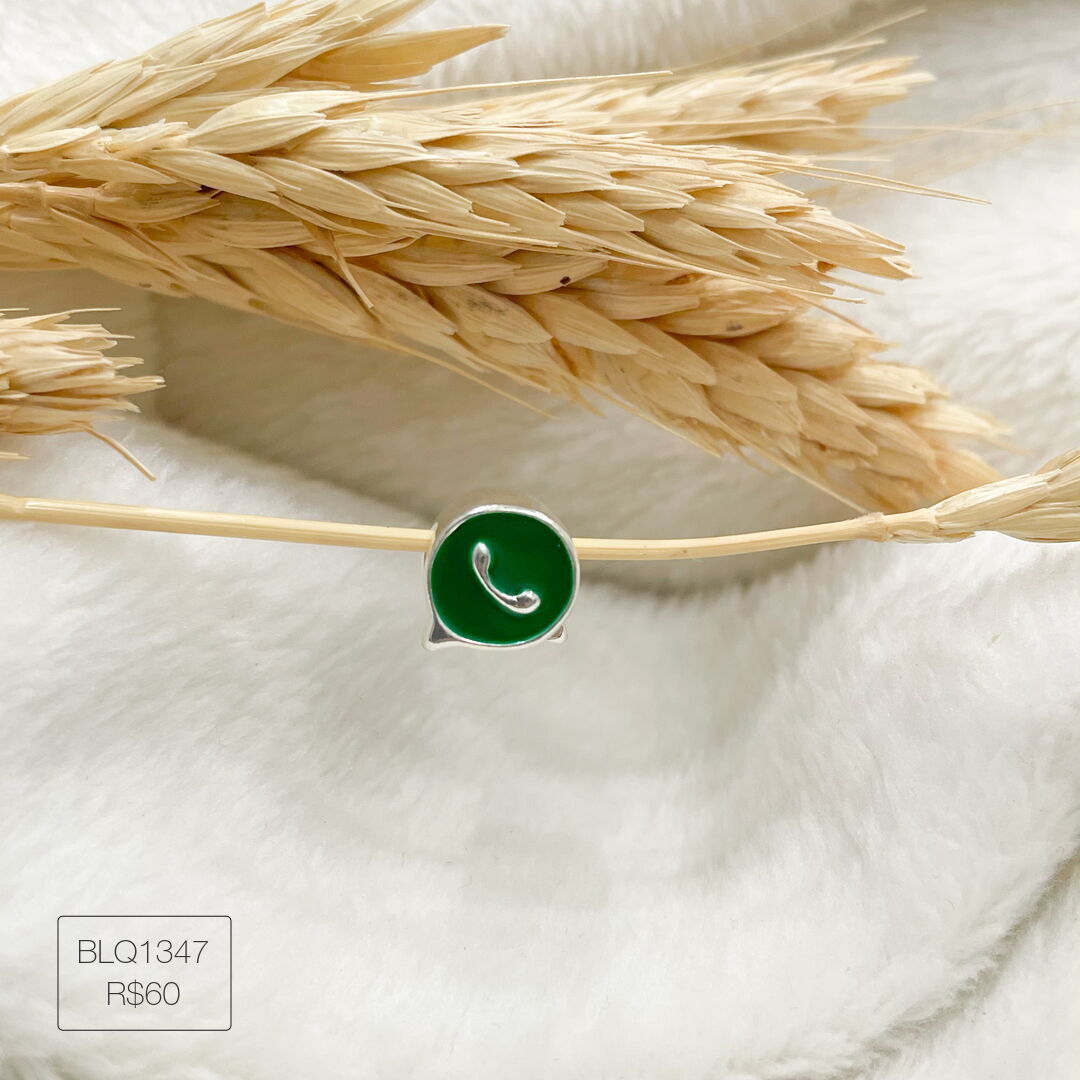 Berloque WhatsApp Passador Esmaltado Prateado